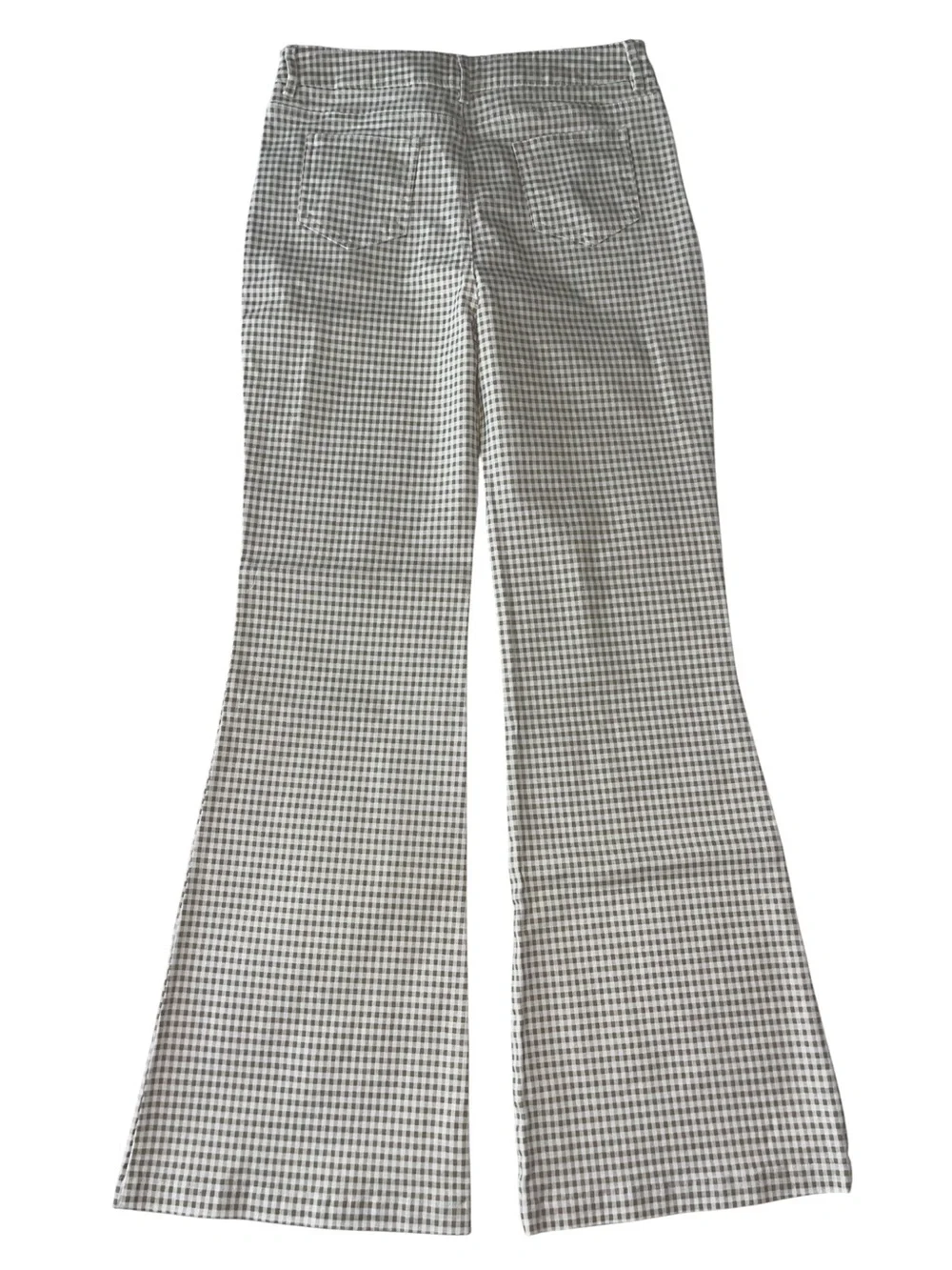 NWT Hello Franki Girls Teen Large Gingham Flare Pants Brown White Stretch